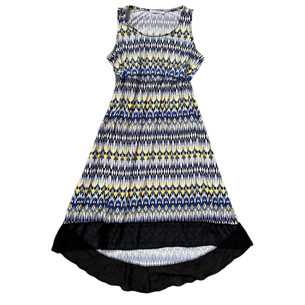 Boho High-Low Blue Yellow Geometric Print Sleeveless Casual Dress 2X Plus Size‎ - Picture 10 of 10